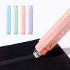 A pink glue roller with a clear adhesive dot is shown next to four colored versions of the product.