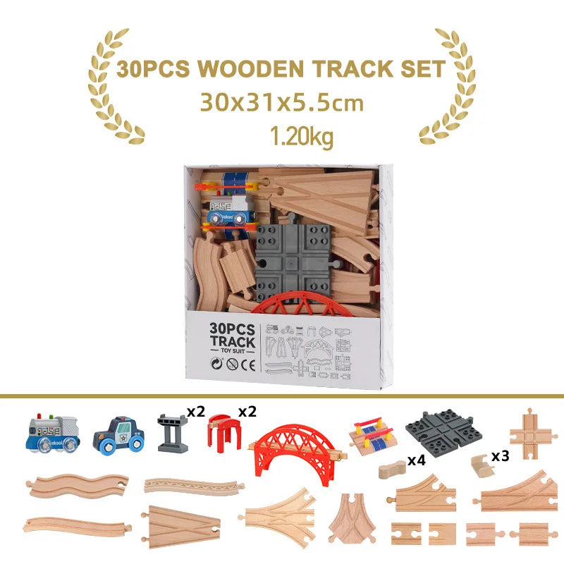 Wooden Train Track Expansion Set – Compatible with All Major Brands