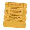 A set of two tan leather-style handmade with love tags for crafts and sewing.