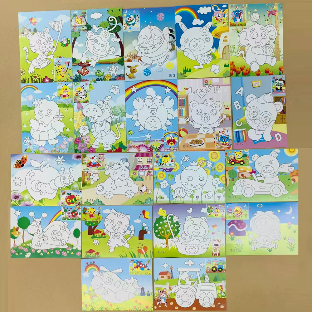 A collection of 3D sticker puzzles featuring various animal and nature designs for children.
