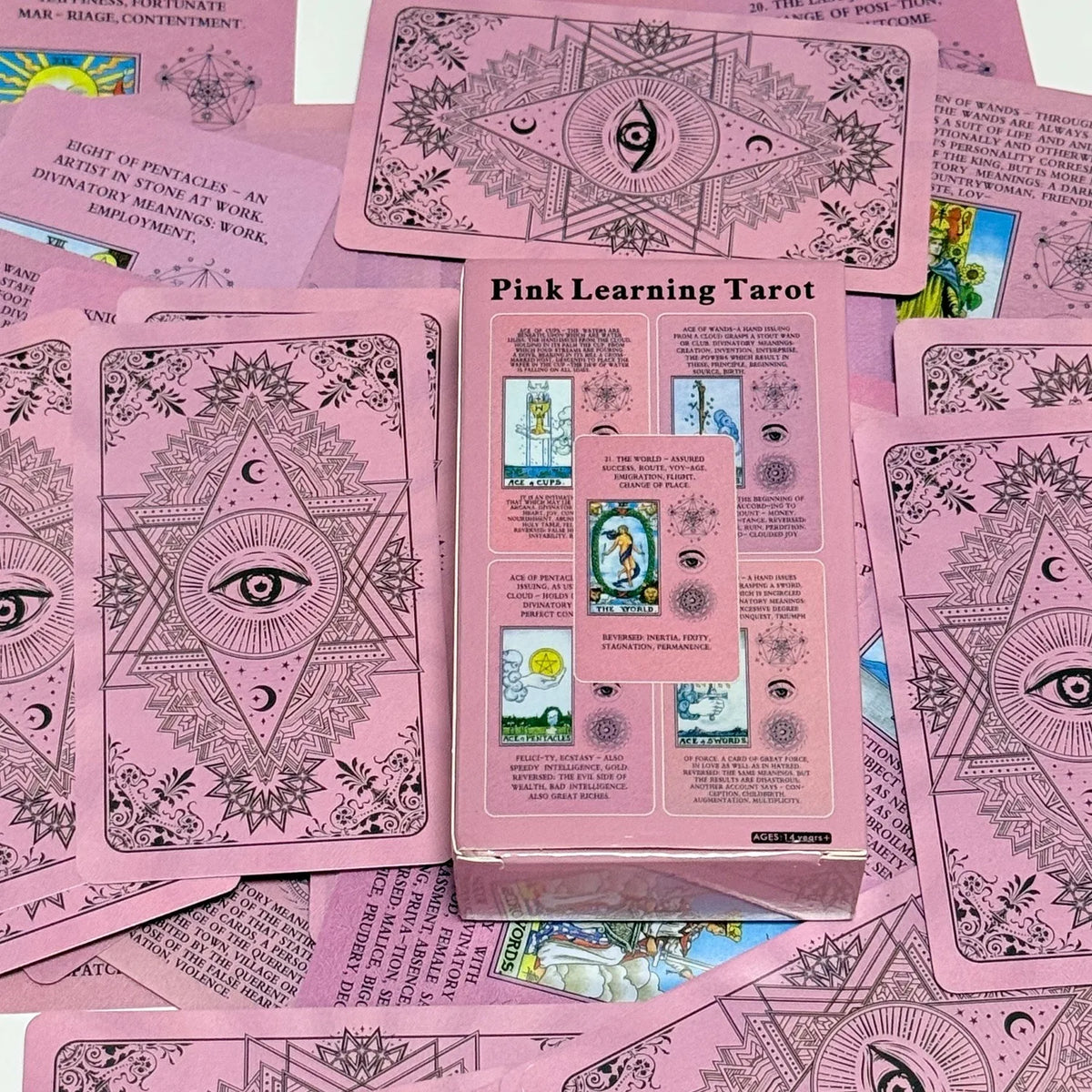Pink Rider-Waite Tarot Cards – 78-Card English Deck with Keywords