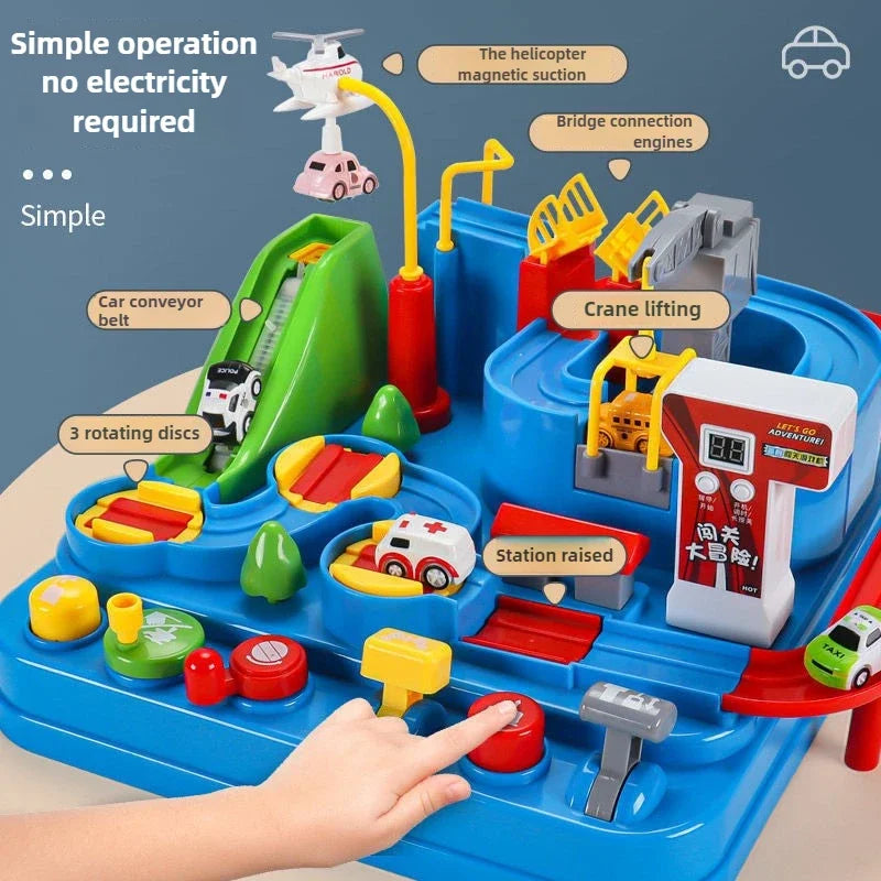 Racing Rail Car Adventure Set — Mechanical Track Toy for Kids
