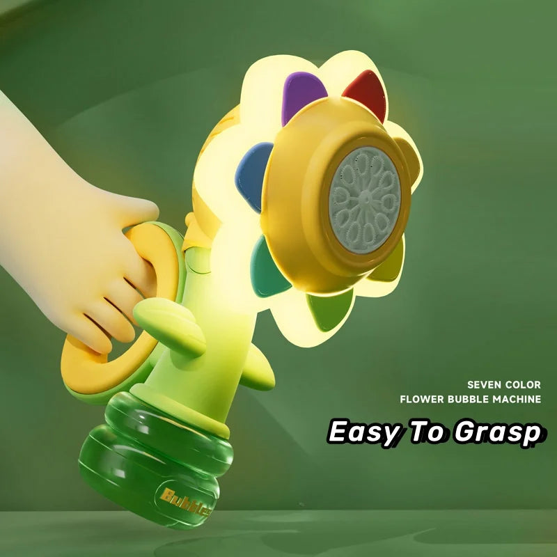 Sunflower Bubble Machine with Lights and Auto Shake for Kids