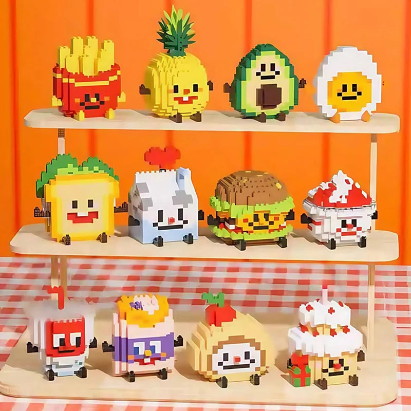 Cute Food Micro Building Blocks – Fruit & Cake Miniature Sets
