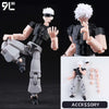 A fully articulated 14cm action figure of Jujutsu Kaisen Yuji Itadori, featuring white hair and black clothing.