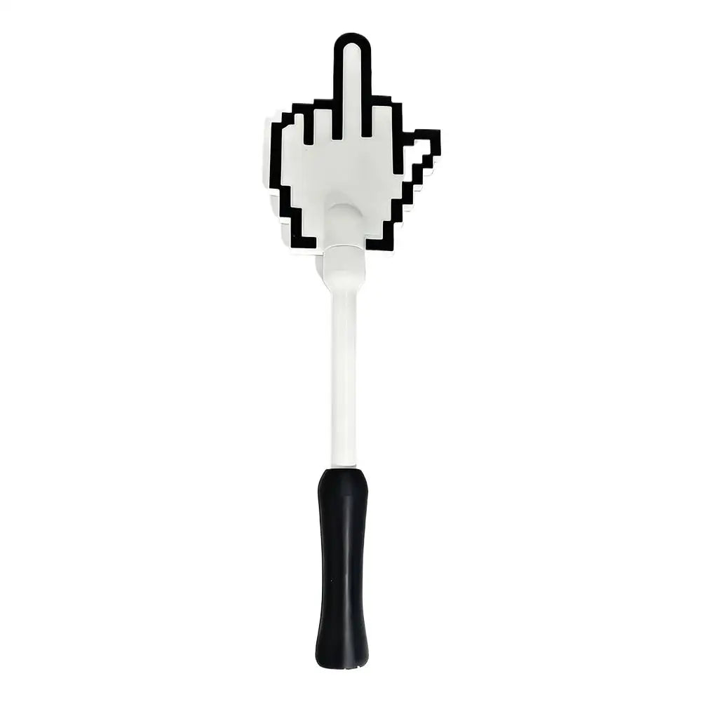 A white tap to pay card holder with a black star design and finger pointing gesture.