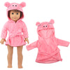 A pink cartoon pig bathrobe and nightgown set for a doll