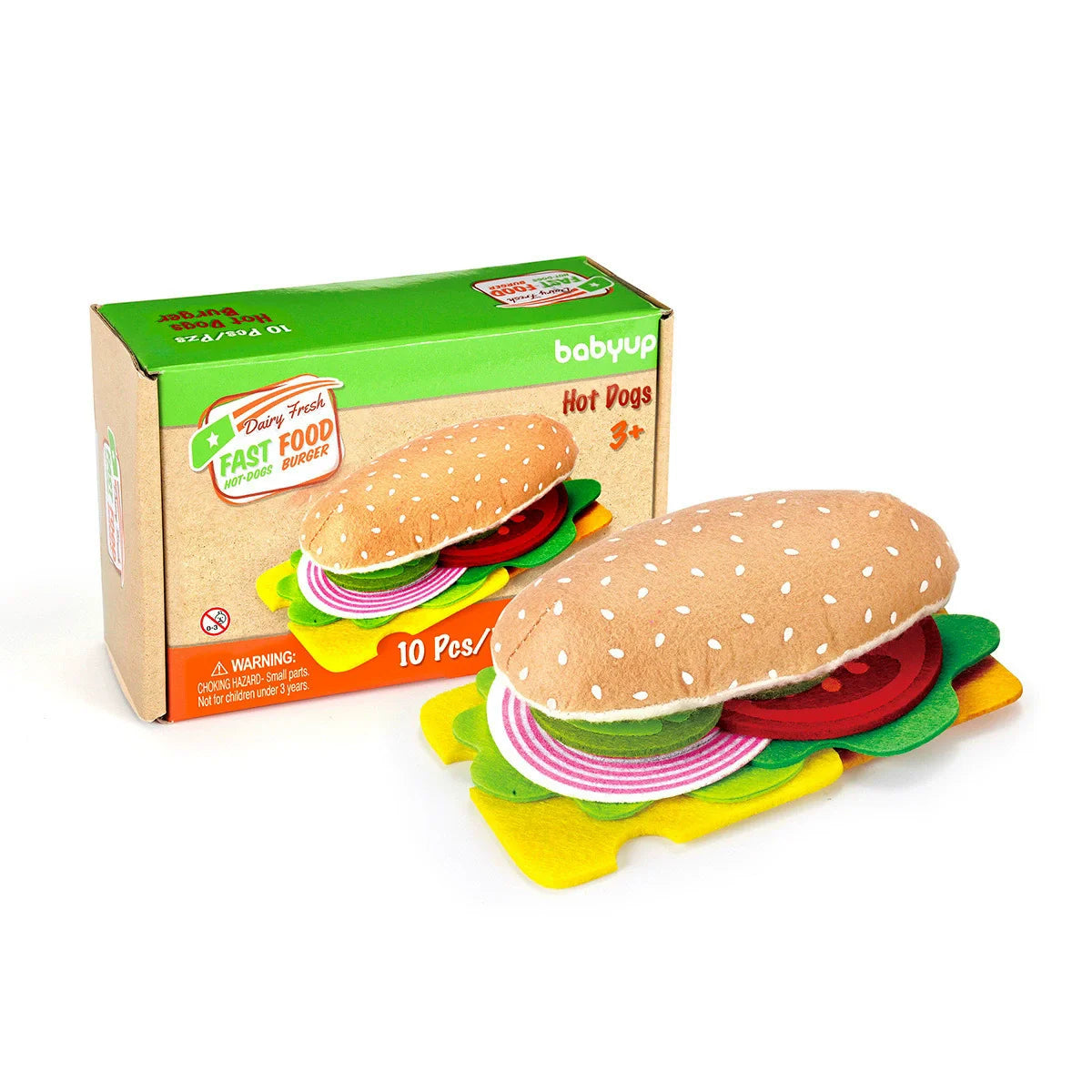 28-Piece Felt Burger & Sandwich Play Food Set for Kids