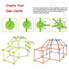 A set of green and red building blocks forming a geometric structure.