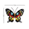 A set of four decorative iron butterfly wall art pieces featuring vibrant red, yellow, and blue wings.
