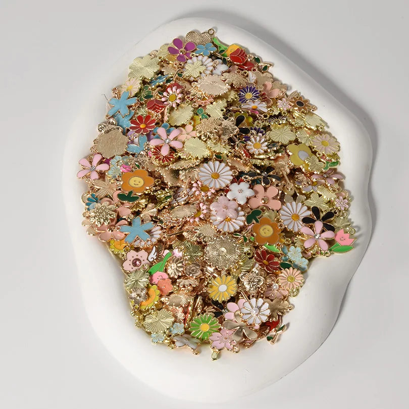 Assorted Enamel Flower Charms for Jewelry Making | Tulip, Rose & More