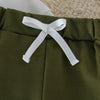 Olive green boys' two-piece sweatshirt set with white contrast panels