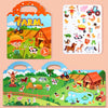 A colorful sticker book featuring various farm animals and scenes for children.