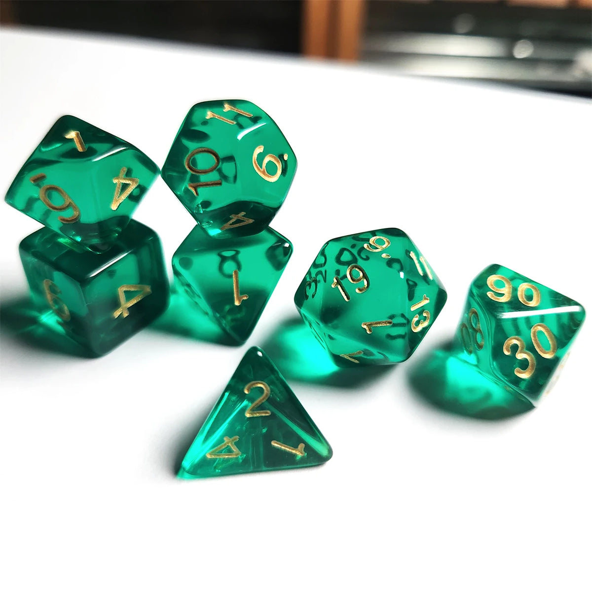 Translucent Green Polyhedral Dice Set (7-Piece)