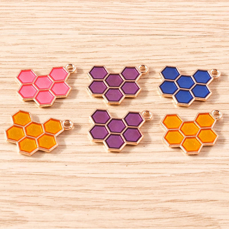 Gold Enamel Honeybee Charms for Jewelry Making (Set of 10)