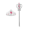 Silver and pink crown and scepter set for a royal princess dress-up playset