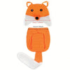 Handmade crochet fox costume for baby photography in orange and white.