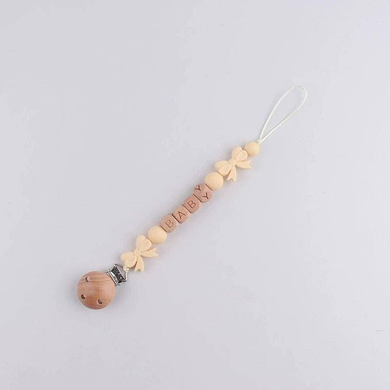 Personalized Baby Pacifier Clip with Silicone Beads