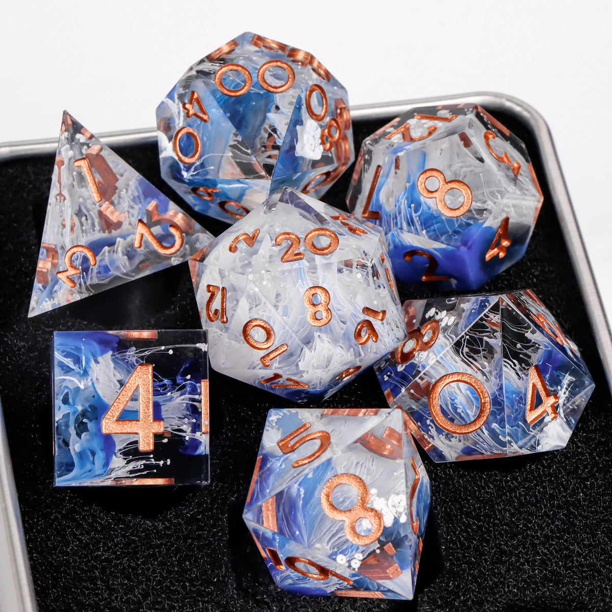 Resin Polyhedral Dice Set for Tabletop RPGs (7 Pieces)