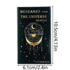 A black box containing a 54-card oracle deck titled Messages From The Universe Oracle featuring a crescent moon design.