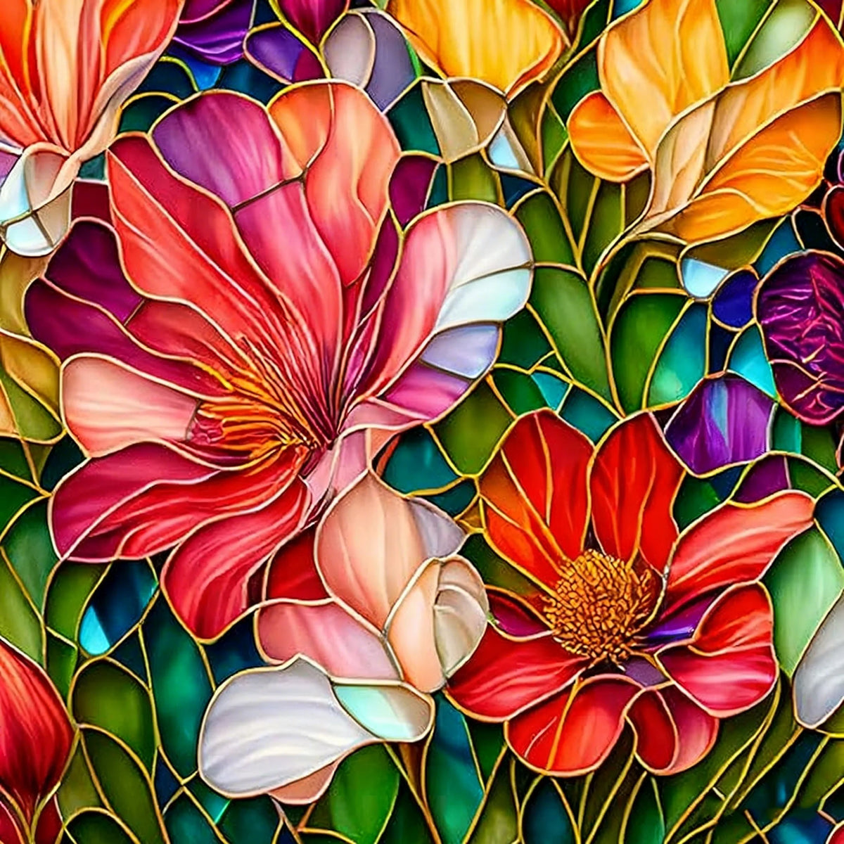 Vibrant 5D diamond painting featuring colorful sunflower and floral art for home decor