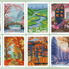 Beginner Diamond Art Kit with 12 Postcard-Style Scenic Designs