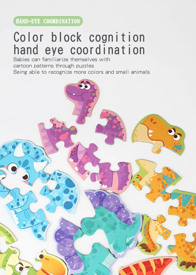 Hand-eye coordination color block puzzles featuring cartoon animals for babies and toddlers