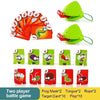 A set of frog mask and tongue cards for a two-player battle game featuring various animal designs.