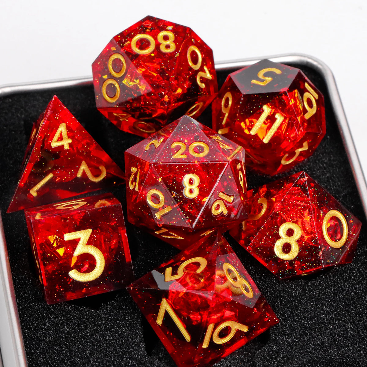 Resin Polyhedral Dice Set for Tabletop RPGs (7 Pieces)