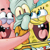 A colorful illustration featuring characters from SpongeBob SquarePants in a diamond painting style.
