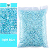 Bag of light blue AB-coated flat back resin rhinestones for crafts and DIY projects