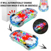 A transparent rotating car model toy demonstrating automatic direction change when hitting an obstacle.