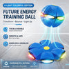 A blue, six-light colorful future energy training ball is shown with its transformable form and light effect.
