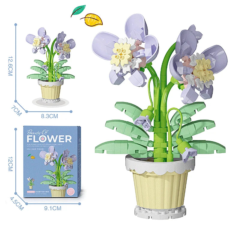 Building Block Flower Pot Set – Roses, Sunflowers & Carnations