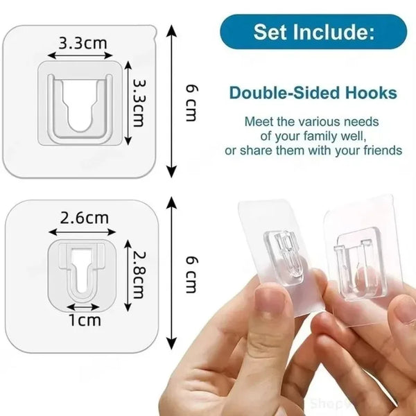 Clear Double-Sided Adhesive Wall Hooks