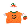 An orange festive porch goose decoration with green accents and a small orange hanger.