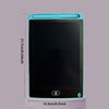 A teal reusable LCD writing tablet with a black screen and light blue casing.