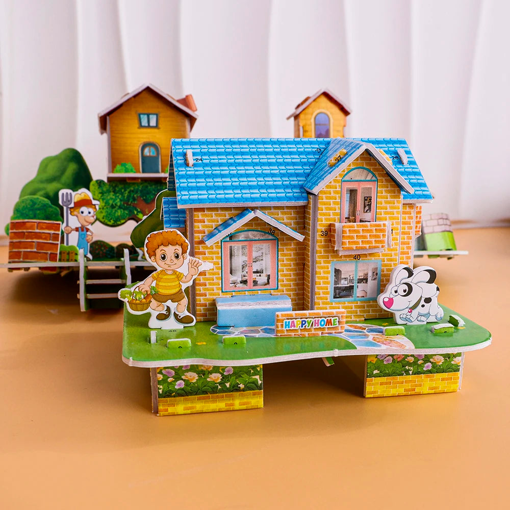 3D Building Puzzle Set for Kids – Educational DIY Paper Model Kit