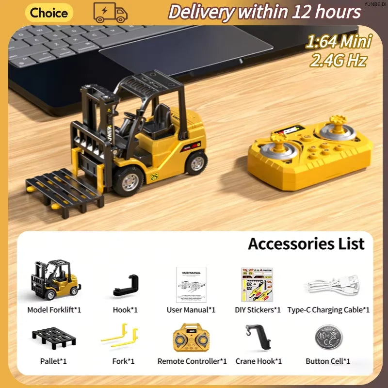 1:64 Scale Remote Control Engineering Vehicle with Lights and Sounds