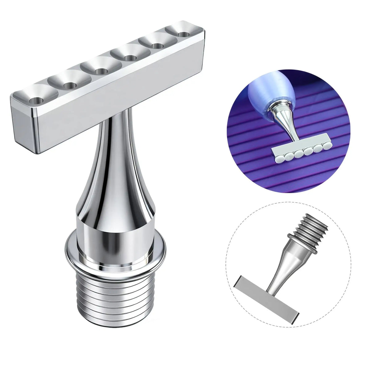 Stainless steel screw-on vacuum diamond painting pen replacement tips with a flat applicator head