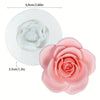Pink floral silicone mold for candles soap and clay crafts shown with dimensions.