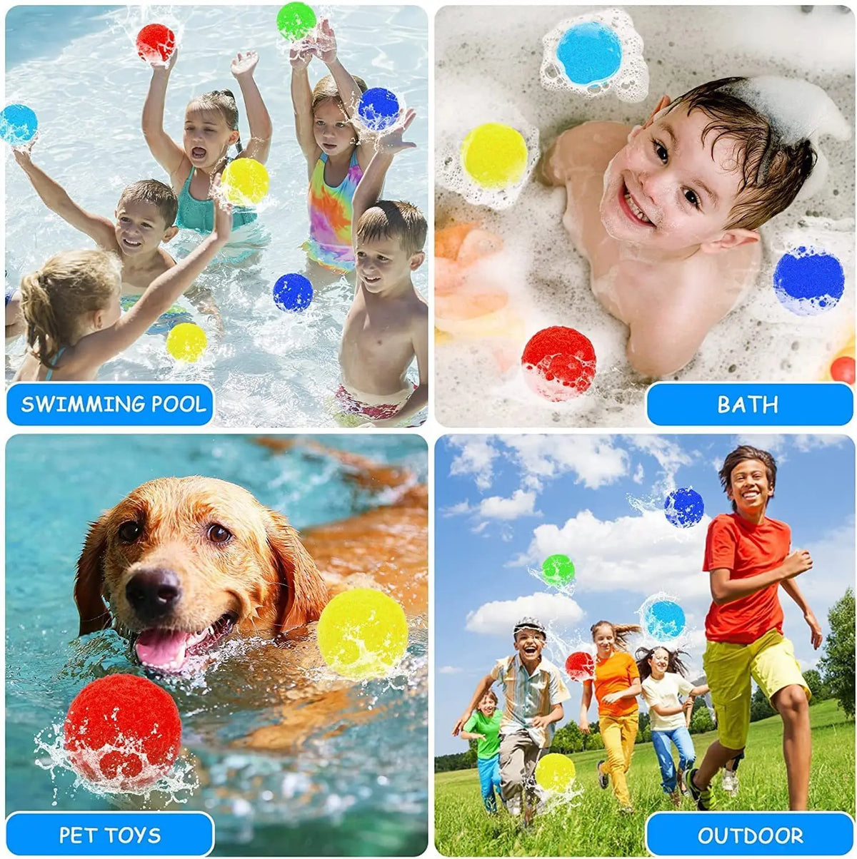 Reusable Water Balloons for Kids - Soft Splash Balls with Mesh Bag