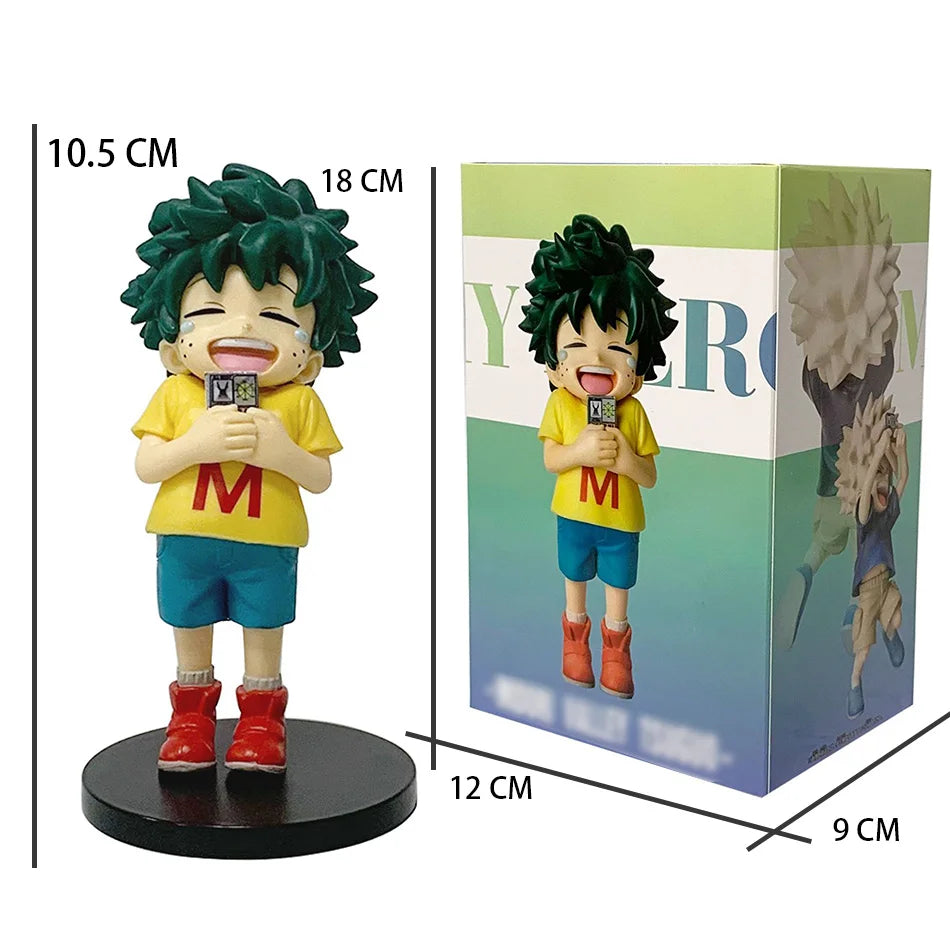 Chibi PVC figure of My Hero Academia characters Tomura Shigaraki, Izuku Midoriya, and Katsuki Bakugo.