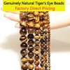 Genuine Tiger Eye Stone Beads for Jewelry Making – Round 8mm, 15" Strand