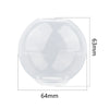 Clear geometric resin casting mold with a 63mm height and 64mm diameter.