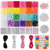 DIY bracelet making kit featuring various letter and pony beads in multiple colors and shapes