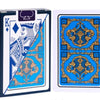 A box of playing cards featuring a King of Spades design with a purple spade symbol.