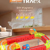 DIY Magnetic Levitation Track Train set featuring colorful magnetic rails and train components.