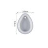 A light gray heart-shaped silicone mold for resin jewelry making, shown with dimensions 3.9cm by 5.0cm.