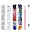 A collection of multi-size flat back acrylic rhinestones in various colors and shades for nail art and DIY crafts.